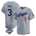 Los Angeles Dodgers #3 Edwin D¨ªaz Player Gray HOLBERT World Series Meet Limited Home Stitched Jerseys