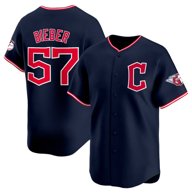 Cleveland Guardians #57 Shane Bieber Navy HOLBERT 2025 Alternate Limited Stitched Jersey