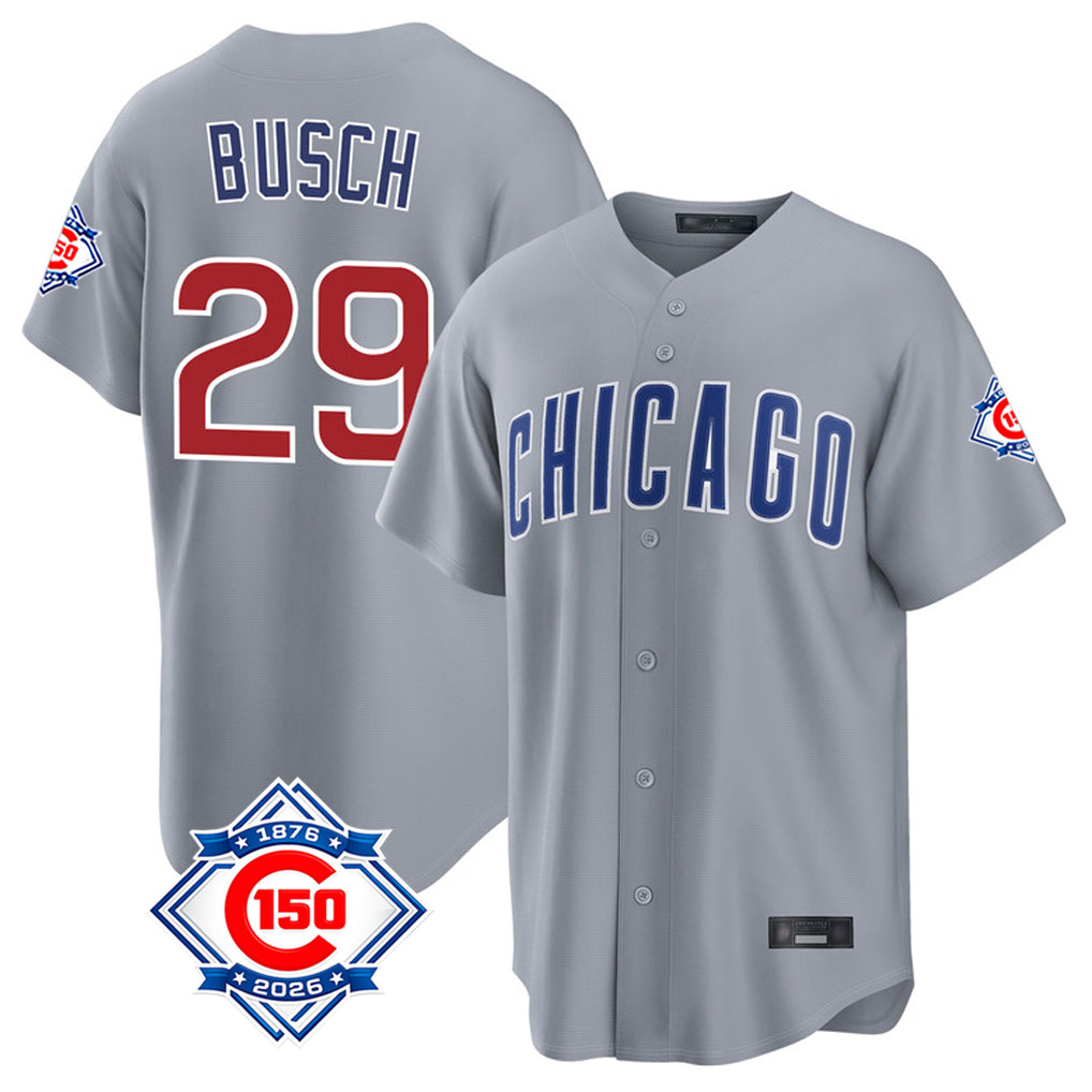 Chicago Cubs #29 Michael Busch Player Gray HOLBERT 150th Anniversary Home Game Stitched Jerseys
