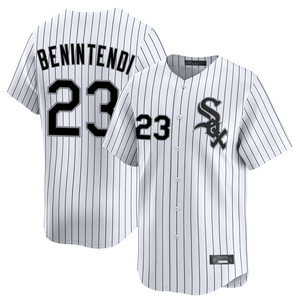 Chicago White Sox #23 Andrew Benintendi Player White HOLBERT Stripe Limited Home Stitched Jerseys