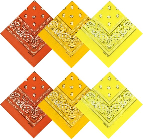 100% Cotton Bandanas, 21 x 21 inches, Set of 6