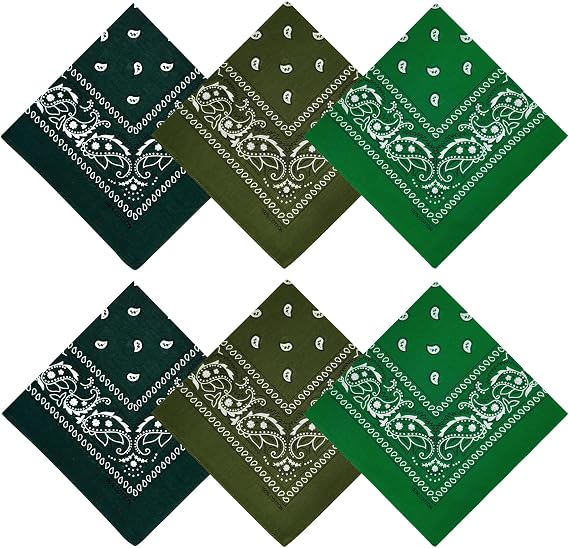 100% Cotton Bandanas, 21 x 21 inches, Set of 6