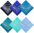100% Cotton Bandanas, 21 x 21 inches, Set of 6