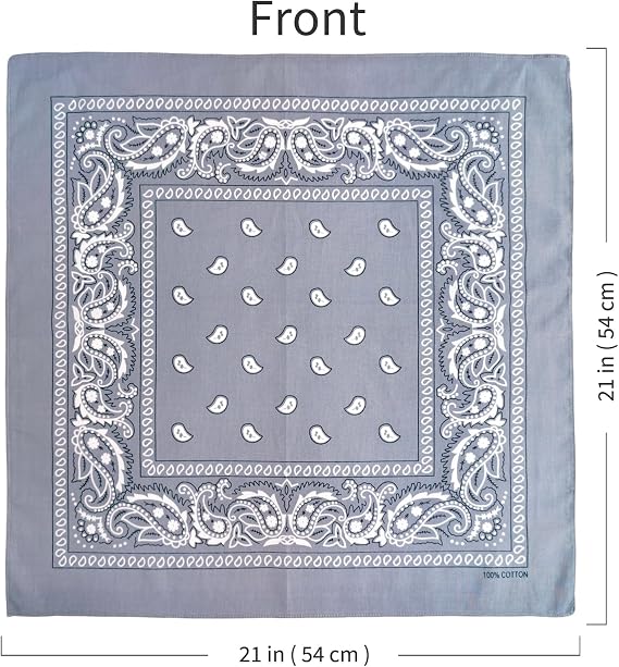 100% Cotton Bandanas, 21 x 21 inches, Set of 6