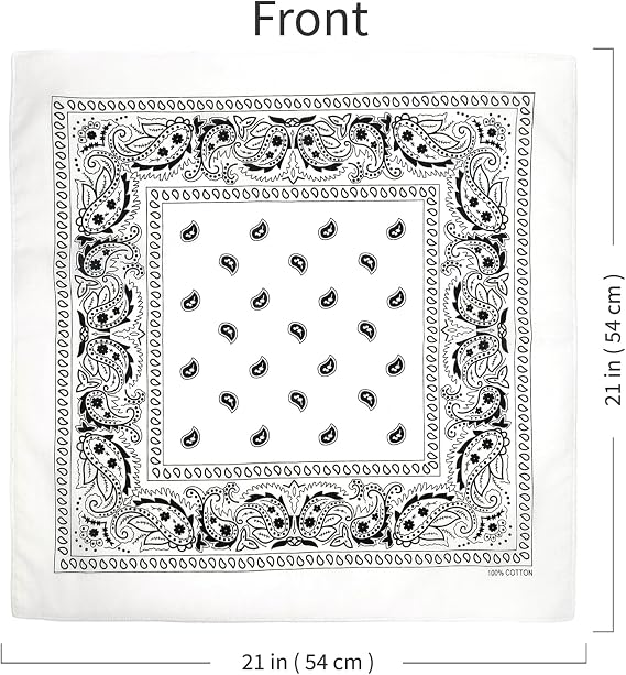 100% Cotton Bandanas, 21 x 21 inches, Set of 6