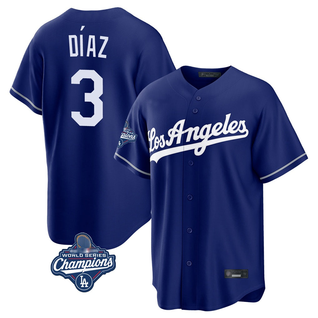 Los Angeles Dodgers #3 Edwin D¨ªaz Player Royal HOLBERT World Series Meet Game Stitched Jerseys