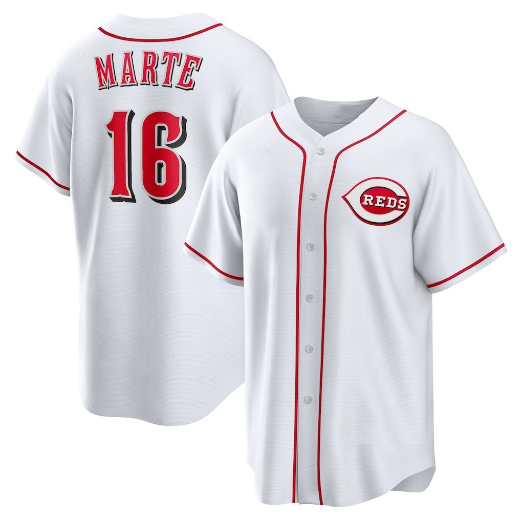 Cincinnati Reds #16 Noelvi Marte White HOLBERT Home Replica Jersey