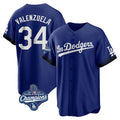 Los Angeles Dodgers #34 Fernando Valenzuela Player Royal HOLBERT World Series Meet City Connect Home Game Stitched Jerseys