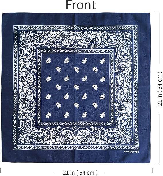 100% Cotton Bandanas, 21 x 21 inches, Set of 6