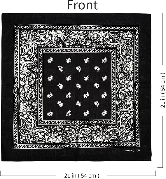 100% Cotton Bandanas, 21 x 21 inches, Set of 6