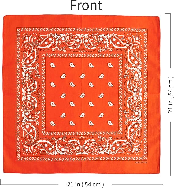 100% Cotton Bandanas, 21 x 21 inches, Set of 6