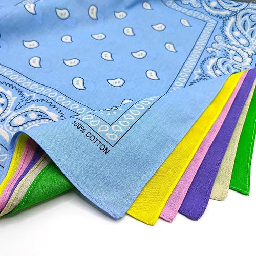 100% Cotton Bandanas, 21 x 21 inches, Set of 6