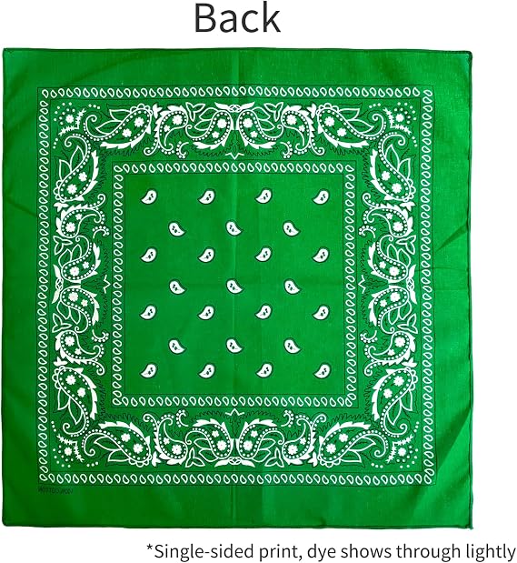 100% Cotton Bandanas, 21 x 21 inches, Set of 6