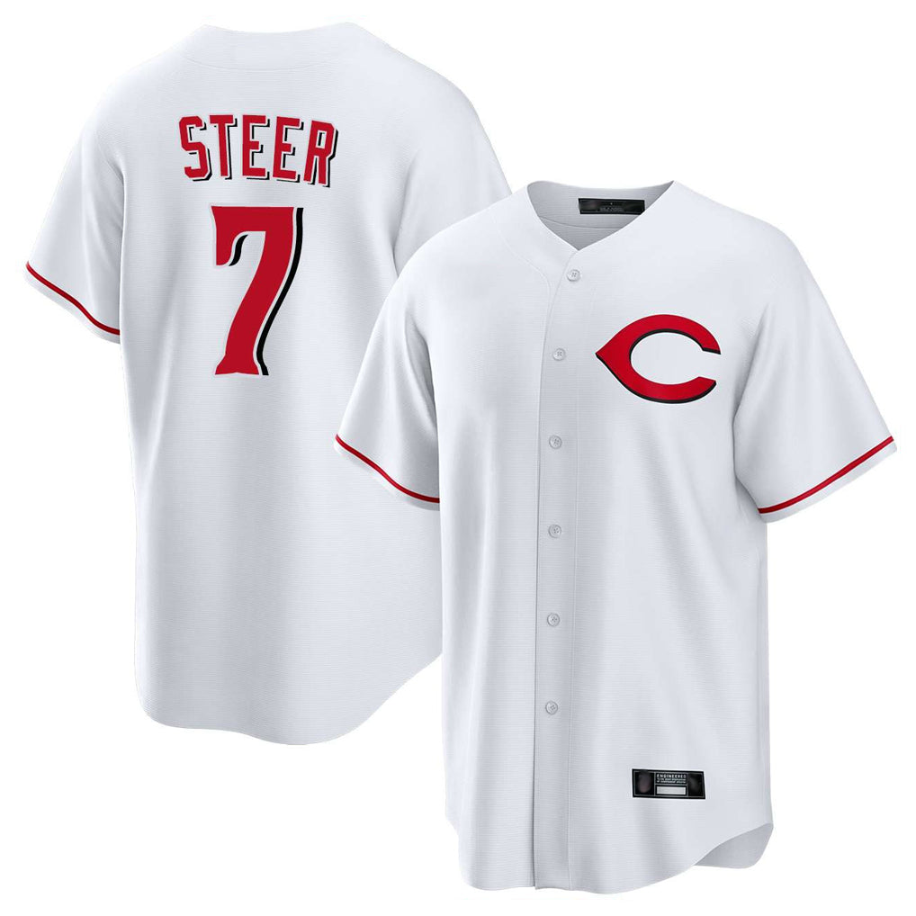 Cincinnati Reds #7 Spencer Steer Player White HOLBERT Home Game Stitched Jerseys