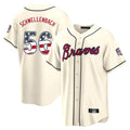Atlanta Braves #56 Spencer Schwellenbach Player Cream HOLBERT USA 250 Fourth Of July Limited Home Game Stitched Jerseys