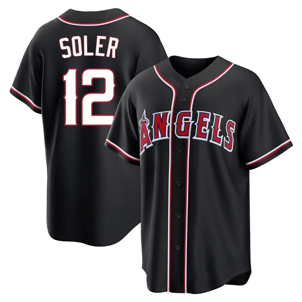 Los Angeles Angels #12 Jorge Soler Player Black HOLBERT Fashion Out Home Game Stitched Jerseys