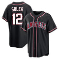 Los Angeles Angels #12 Jorge Soler Player Black HOLBERT Fashion Out Home Game Stitched Jerseys