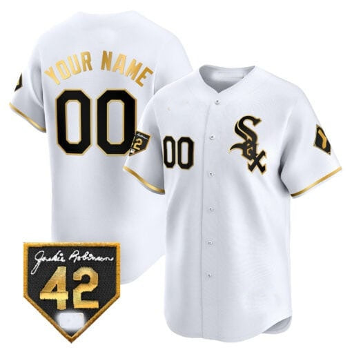 Custom Chicago White Sox 2024 Jackie Robinson Patch Vapor Premier Limited Jersey ¨C White Gold HOLBERT