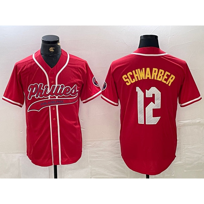 Philadelphia Phillies #12 Kyle Schwarber Red HOLBERT 2024 City Connect Limited Stitched Jersey 2