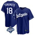 Los Angeles Dodgers #18 Yoshinobu Yamamoto Player Royal HOLBERT World Series Meet Game Stitched Jerseys