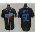 Los Angeles Dodgers #50 Mookie Betts Number Black HOLBERT Cool Base With Patch Stitched Jersey 2