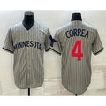 Minnesota Twins #4 Carlos Correa 2023 Grey HOLBERT Home Team Cool Base Stitched Jersey