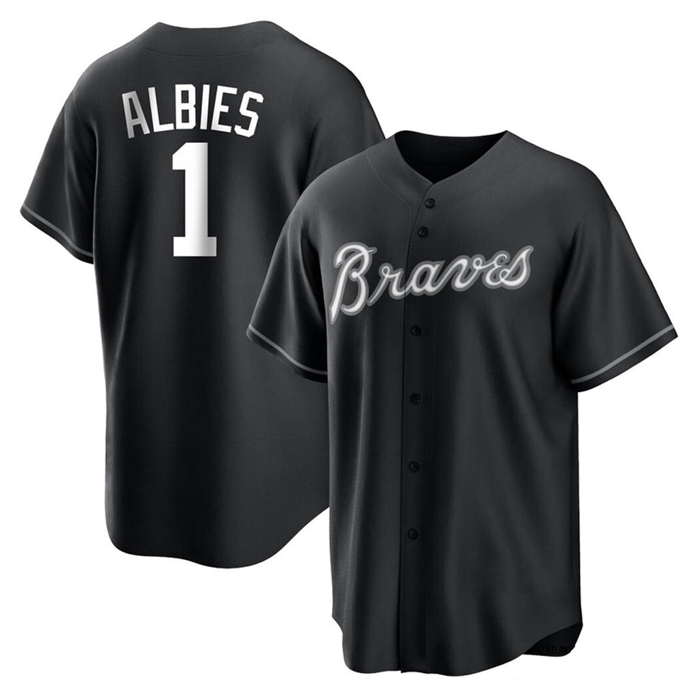 Atlanta Braves #1 Ozzie Albies Player Black HOLBERT Home Game Stitched Jerseys