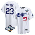 Los Angeles Dodgers #23 Kyle Tucker Player White HOLBERT World Series Home Game Stitched Jerseys