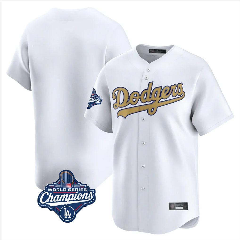 Los Angeles Dodgers Blank Player White Gold HOLBERT Collection Limited Home World Series Meet Stitched Jerseys