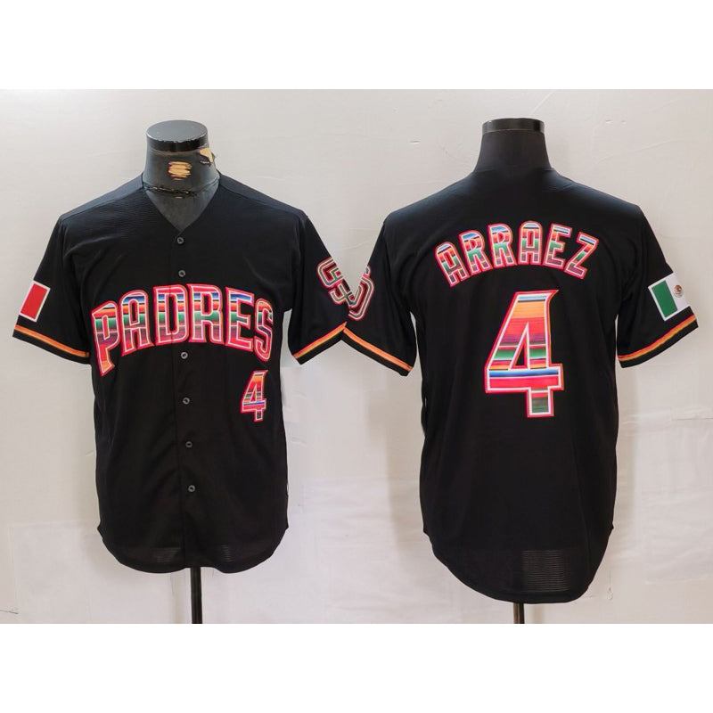 San Diego Padres #4 Luis Arraez Black HOLBERT Mexico Cool Base Stitched Jersey