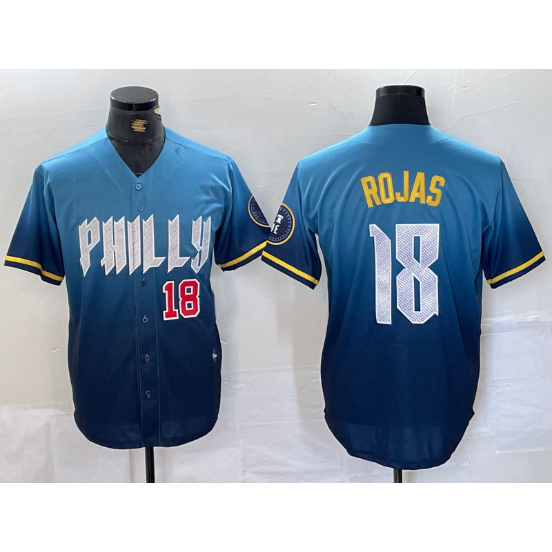 Philadelphia Phillies #18 Johan Rojas Number Blue HOLBERT 2024 City Connect Limited Stitched Jersey