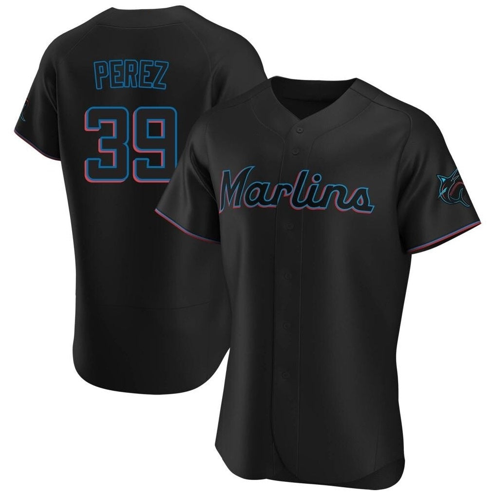 Miami Marlins #39 Eury Perez Player Black HOLBERT Home Limited Elite Stitched Jerseys