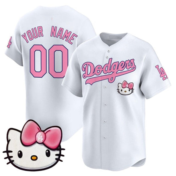 Custom Los Angeles Dodgers ACTIVE PLAYER White HOLBERT 2025 Hello Kitty Vapor Premier Limited Stitched Jersey