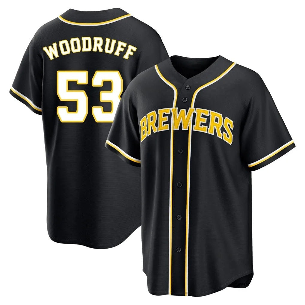 Milwaukee Brewers #53 Brandon Woodruff Player Black HOLBERT Fashion Out Home Game Stitched Jerseys