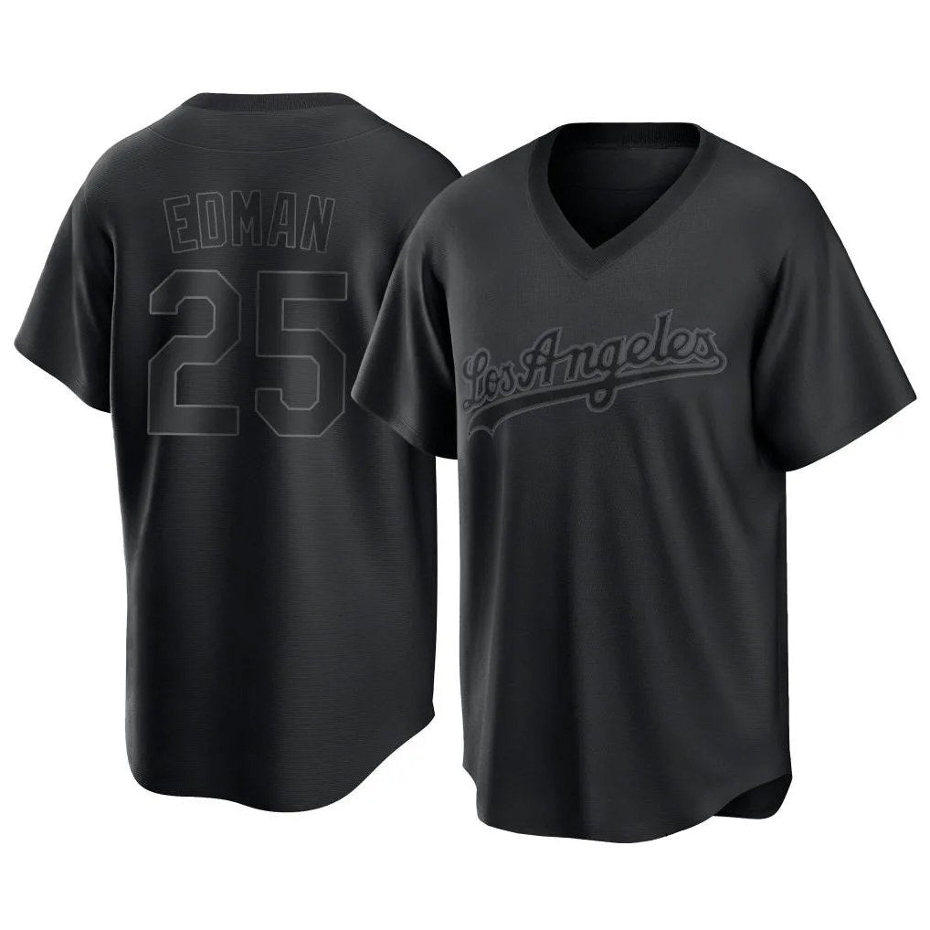 Los Angeles Dodgers #25 Tommy Edman Player Black HOLBERT Pitch Fashion T-shirt Stitched Jerseys