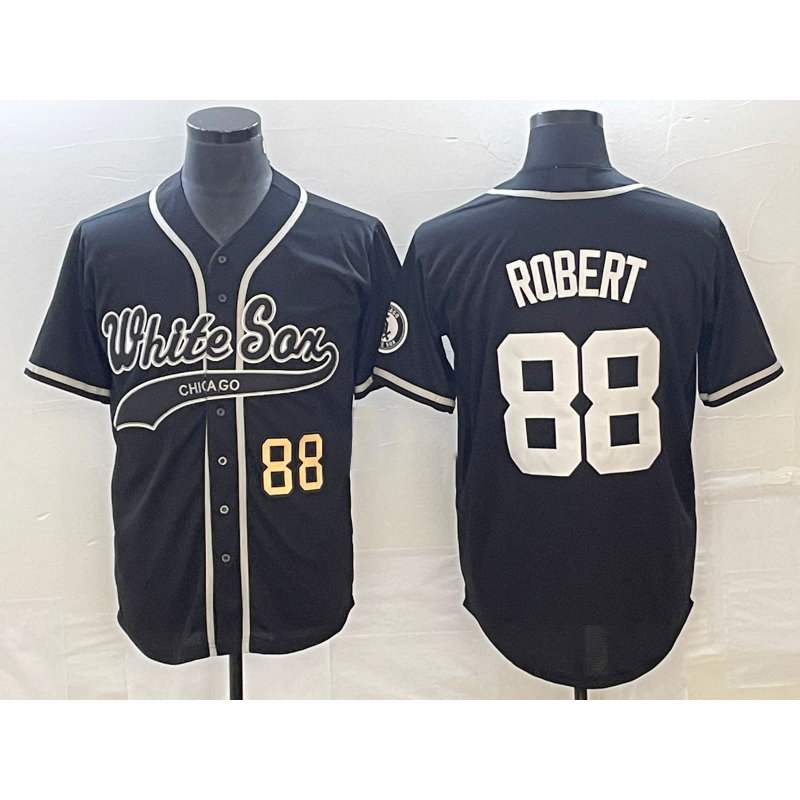 Chicago White Sox #88 Luis Robert Number Black HOLBERT Cool Base Stitched Jersey