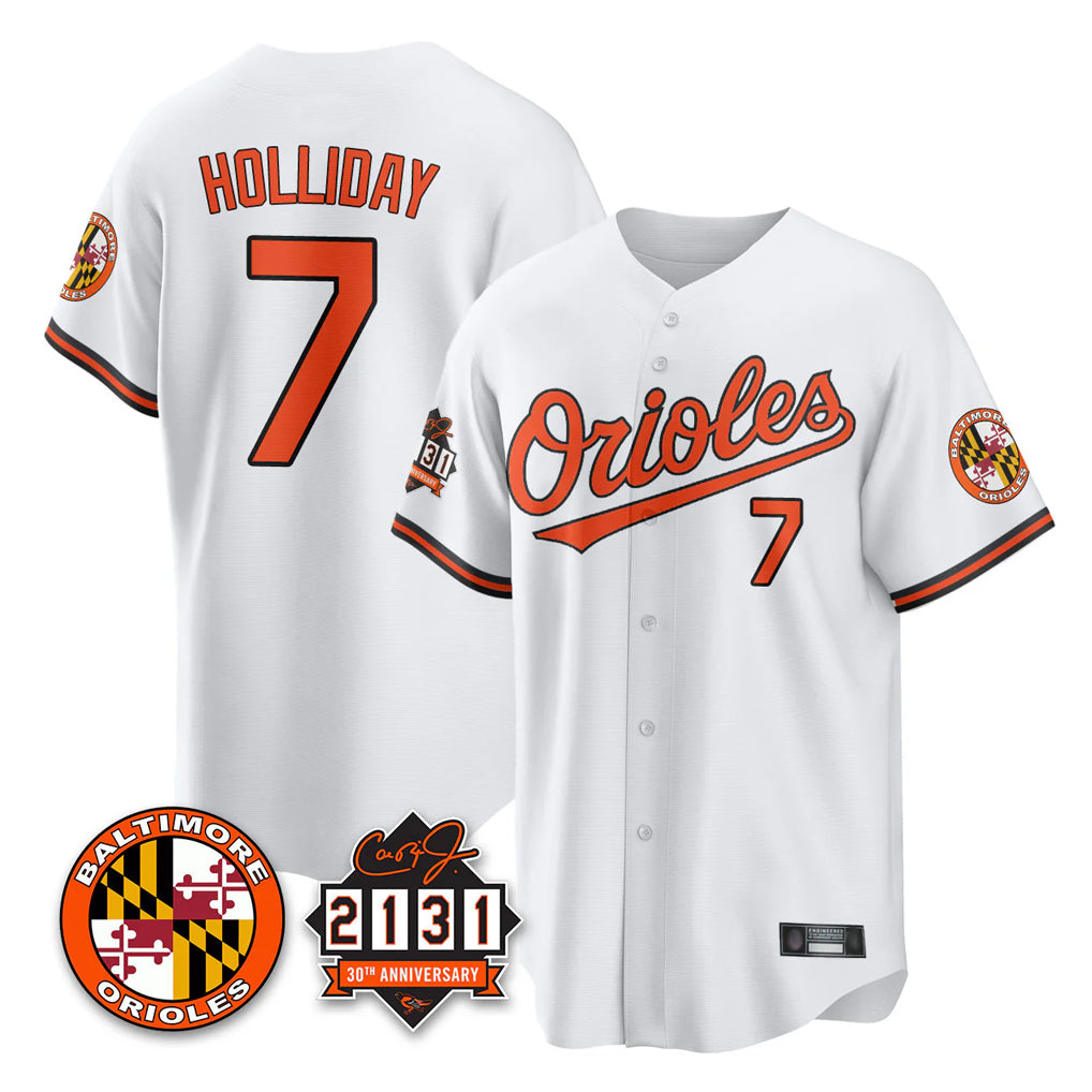 Baltimore Orioles #7 Jackson Holliday Player White HOLBERT 30th Anniversary of 2131 Home Game Stitched Jerseys