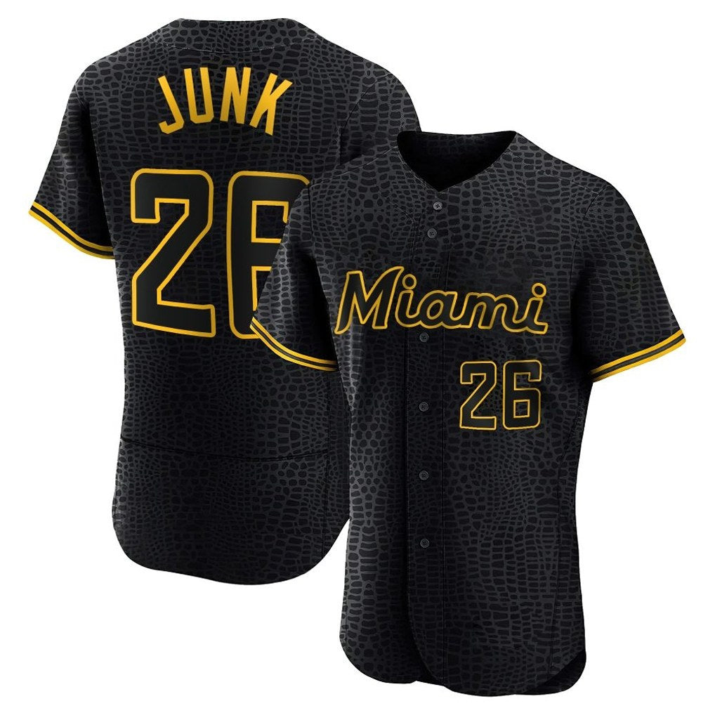 Miami Marlins #26 Janson Junk Player Black HOLBERT Snake Skin City Home Limited Elite Stitched Jerseys