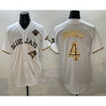 Toronto Blue Jays #4 George Springer White Gold HOLBERT 2025 American League Champions Limited Stitched Jersey