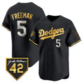 Los Angeles Dodgers #5 Freddie Freeman Black Gold HOLBERT With Jackie Robinson Patch Limited Stitched Jersey