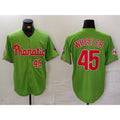 Philadelphia Phillies #45 Zack Wheeler Number Green HOLBERT With Patch Stitched Cool BaseJersey
