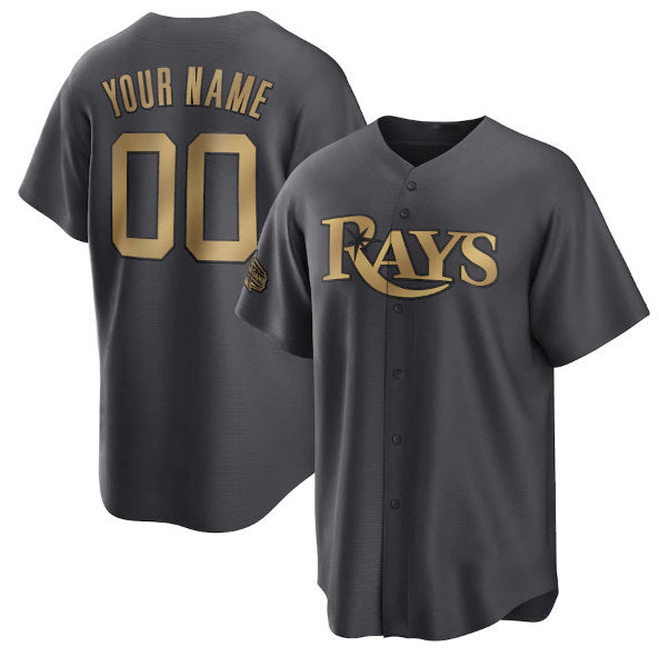 Custom Tampa Bay Rays Active Player Charcoal HOLBERT 2022 All-Star Cool Base Stitched Jersey