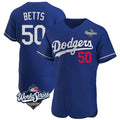 Los Angeles Dodgers #50 Mookie Betts Player Royal HOLBERT World Series Limited Elite Home Stitched Jerseys