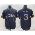 Houston Astros #3 Jeremy Pena Number Black HOLBERT Rainbow World Serise Champions Patch Cool Base Stitched Jersey