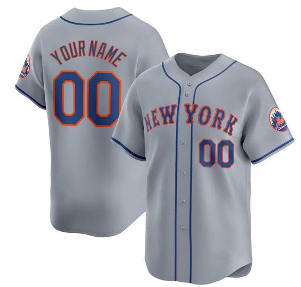 Cutsom New York Mets Active Player 2024 Gray HOLBERT Away Limited Stitched Jersey