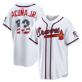 Atlanta Braves #13 Ronald Acu?a Jr. USA 250 Fourth of July Home Stadium Jersey - White HOLBERT