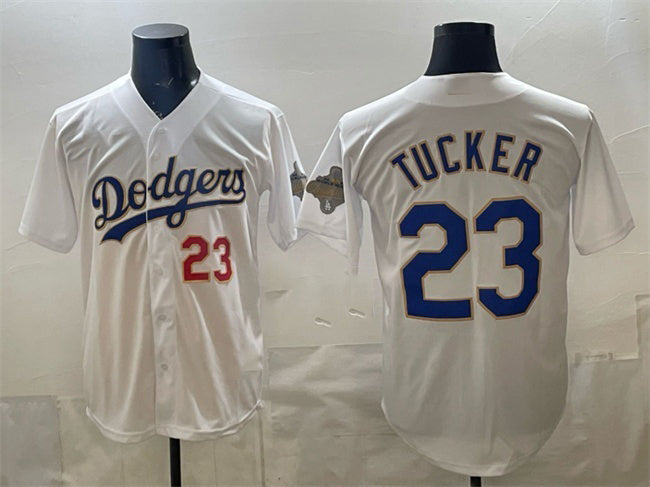 Los Angeles Dodgers #23 Kyle Tucker White HOLBERT 2026 Gold Collection Stadium Stitched Jersey