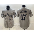 Los Angeles Dodgers #17 Shohei Ohtani Grey HOLBERT LA Gothic Style With 2025 World Series Champions Patch Limited Stitched Jersey