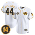 Cincinnati Reds #44 Elly De La Cruz Player White-Gold HOLBERT Vapor Premier Limited Home Stitched Jerseys