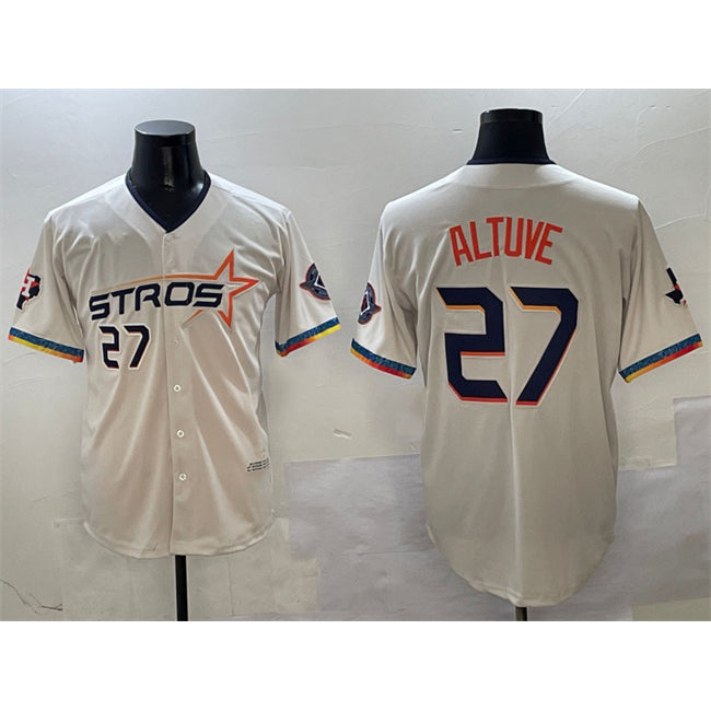 Houston Astros #27 Jose Altuve Cream HOLBERT 2025 City Connect With Texas Patch Limited Stitched Jersey
